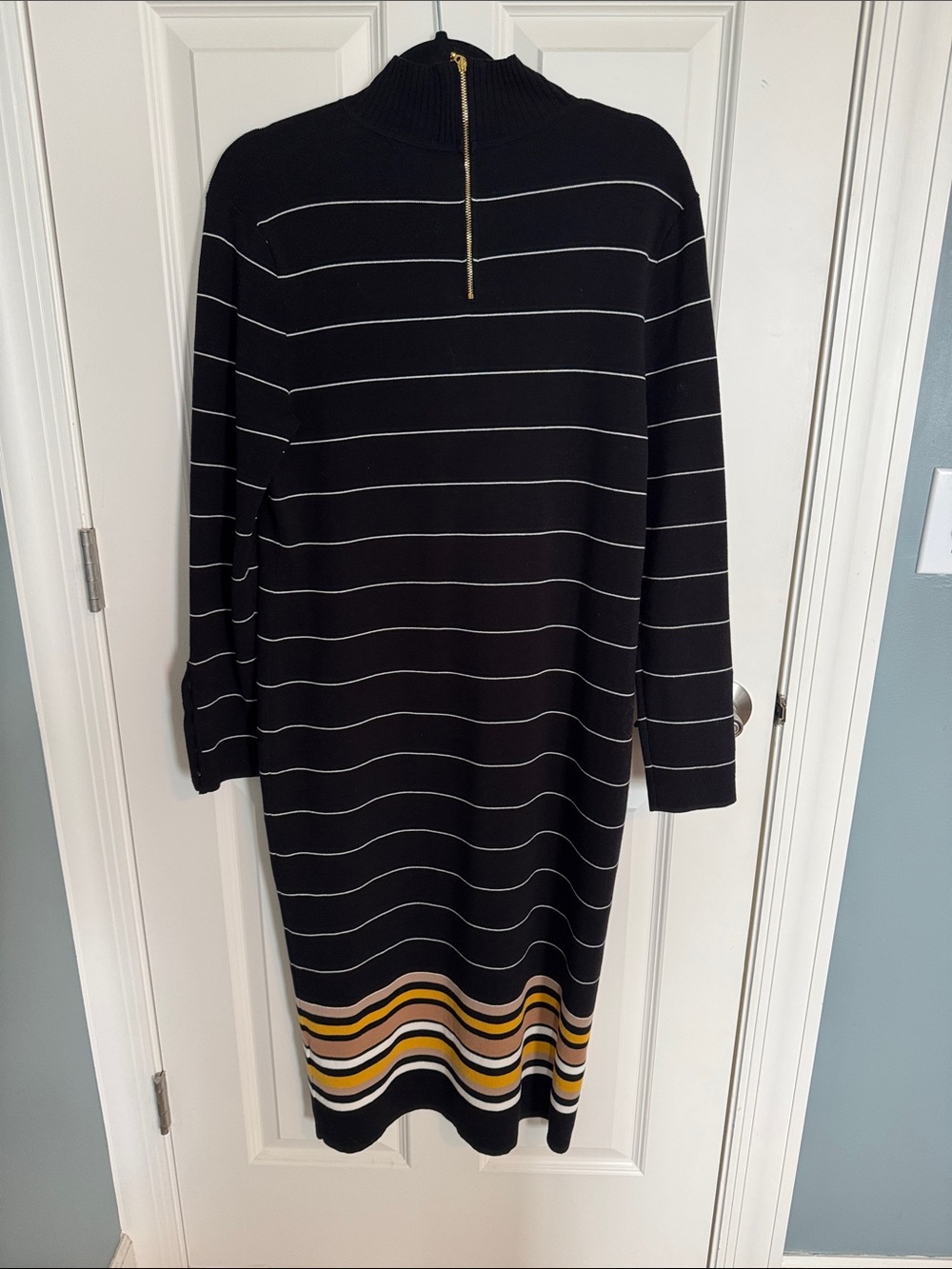 Chicos Black Label Stripe Sweater Midi Dress. - Picture 5 of 7